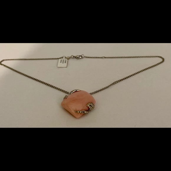 LucaCarati18KWGPinkOpalDiamondNecklaceDouble Chain - Picture 5 of 6